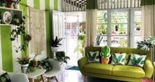 Ruang Tamu Minimalis Asri Warna Hijau Segar