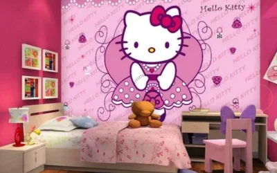 Dekorasi Dinding Kamar Tidur Hello Kitty Desain Ruang Tamu Semi Terbuka